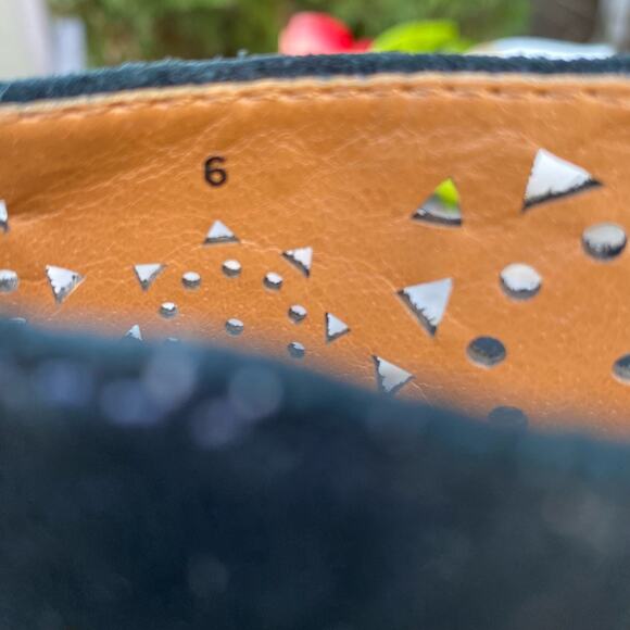 Franco Sarto Black Suede Ashlee Laser Cut Block Heel Ankle Boots 6 - Picture 9 of 10